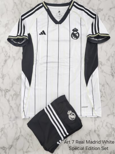 Real Madrid 2025/26 White Pinstripe Jersey - Set Edition